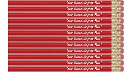 Express Pencils™ Personalized Pencils Round Custom Imprinted with your Name - Text - Logo - Message- 12 pkg - Customizable - Made in USA -Great Gift Idea (Red) - color: Red
