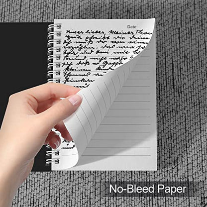 Nichela 4 Pack Spiral Notebook for Work - 4" x 6" Softcover Notebooks College Ruled for Note Taking, School Supplies,200 Sheets 400 Pages Journals Black