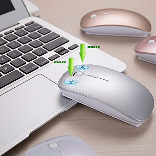 KLO Bluetooth Mouse for MacBook/Laptop/Notebook/pc/iPad/Chromebook, Wireless Mouse for MacBook Pro/AIR (Silver) - color: Silver