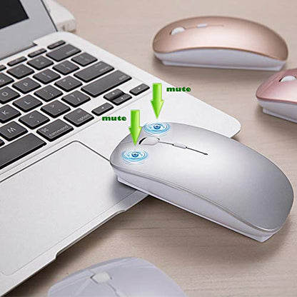 KLO Bluetooth Mouse for MacBook/Laptop/Notebook/pc/iPad/Chromebook, Wireless Mouse for MacBook Pro/AIR (Silver) - color: Silver