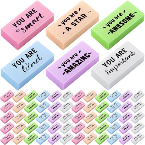 Resurhang 180 Pcs Erasers Bulk for Kids Inspirational Pencil Erasers Bulk for Drawing Motivational Big Eraser School Supplies for Classrooms Back to School Office (Motivational,Macaron) - color: Macaron, size: Motivational