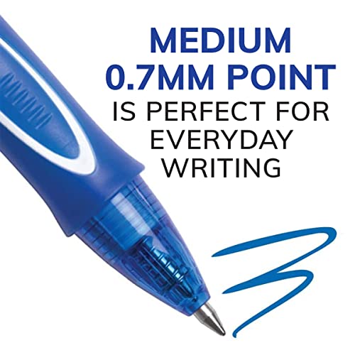 BIC Gelocity Quick Dry Blue Gel Pens, Medium Point (0.7mm), 12-Count Pack, Retractable Gel Pens With Comfortable Full Grip - color: Blue, size: 12 Count (Pack of 18)