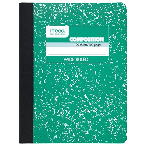 Mead Composition Notebook, Wide Ruled Paper, 7-1/2" x 9-3/4", 100 Sheets, Green Marble (09918AC5) - color: Green Marble, size: 1 Pack
