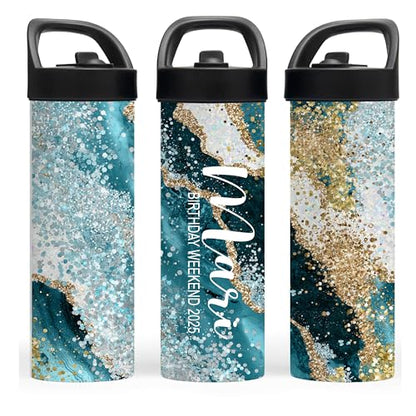 Custom Leakproof Water Bottle 20oz| Gym Tumblers| Running Cup| Adult Tumbler| Marble Sport Bottle (Teal) - color: Teal