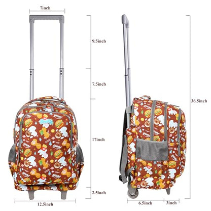 seastig Rolling Backpack 18in Double Handle Backpack Kids Wheeled Backpack Roller Backpack with Lunch Bag Set Girls Boys - color: Hamburg