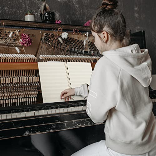 Music Notebook, Blank Sheet Note book, Cardboark Spiral NoteBook Manuscript Paper, Composition Staff Paper for Kids, Musician, Students, Piano-Keyboard-Music-Notebook 100 Pages 26x19cm - color: Black Piano