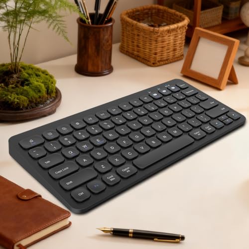Keyboard, Wireless Bluetooth Keyboard, Multi-Device Ergonomic, Wireless, Compatible with Laptop/PC/Notebook/MacBook/Computer, for iPhone/iPad/iPad mini/iPad Air/Smart TV - color: BK