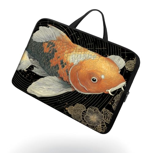 13 13.3 14 inch Laptop Sleeve with Handle, Artistic Koi Water‑Resistant Laptop Carrying Case for MacBook Air 13-inch/MacBook Pro 13/14 inch/Dell/HP/Lenovo - color: Artistic Koi, size: 13-14 inch Devices