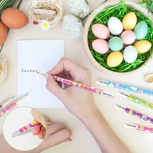 Xqumoi 60Pcs Easter Religious Pencils with Eraser - He is Risen Christian #2 HB Pencils, Sunday School Classroom Student Rewards Office Supply Holiday Gift Goodie Bag Fillers Stuffers Party Favors - style: Easter Religious