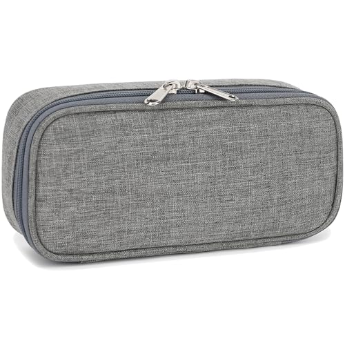 FlowFly Large Capacity Pencil Case for Kids, Boys & Girls – Zippered Multi-Functional Pen Pouch, Soft & Portable Pencil Bag for School, Teens, Students, Grey - color: Grey