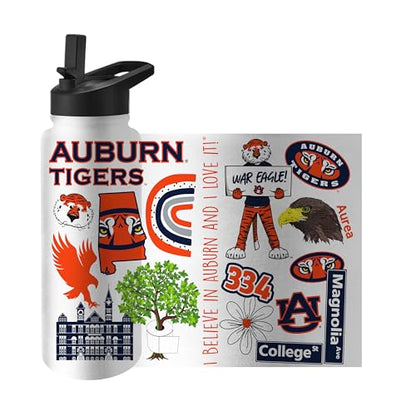 Logo Brands NCAA Native 34 oz Quencher Water Bottle - | Local Icons Design | Double-Wall Insulated| Leak-Proof Lid & Built-In Straw