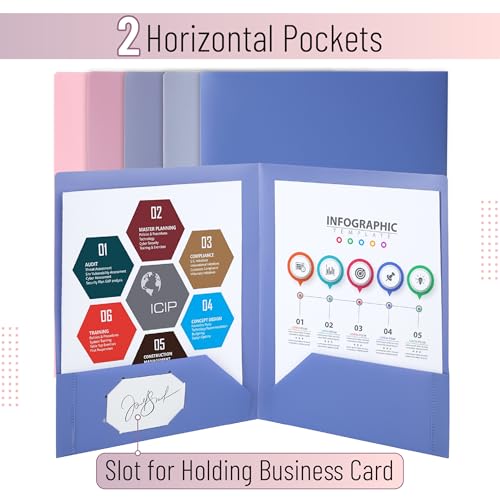 Mr. Pen- Plastic Folders with Pockets, 15 pcs | Aesthetic File Folder with Business Card Slot, 2-Pocket Folder, Back to School, Office, Filing Supplies - color: Lavender Fields, size: 15 Pack
