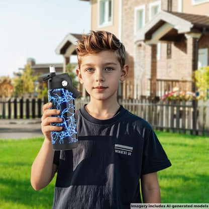 Boys Water Bottle with Straw,18 oz Kids Insulated Cups with Stainless Steel Leak Proof for School,Sport&Travel（2pack，Lightning+Soccer） - color: C11.Lightning+Football