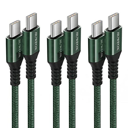 JIUWFOX 3Pack 10 ft USB C to USB C Cable 60W Fast Charging for iPad Pro/Air/mini, iPhone 17/17 Pro/17 Pro Max, Galaxy S25 S24 A56 A36, Green