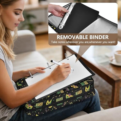 Heavy-Duty 3-Hole Ring System Notebook Case with 7-Pocket Expanding Section and Inner Stationery Pockets for Classroom Organization Colorful Carnival Black