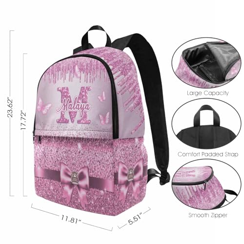 Customize Girl Backpacks Pink Purple Butterfly Paw Shoulder Bags with Name Custom Lunch Bag Waterproof BAckpack for Men Women Custom Cute Book Bags for Girls Elementary School Season - color: Color 15