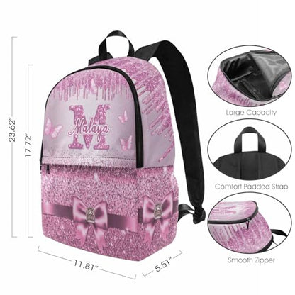 Customize Girl Backpacks Pink Purple Butterfly Paw Shoulder Bags with Name Custom Lunch Bag Waterproof BAckpack for Men Women Custom Cute Book Bags for Girls Elementary School Season - color: Color 15