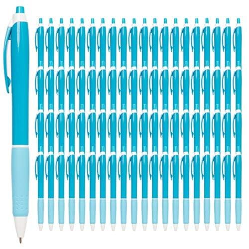 Simply Genius 100-Piece Retractable Ballpoint Pen Set - Bulk Pens for School & Office Supply - Black Ink Writing Instruments - Retractable Design with Ergonomic Grip - Pack of 100, Blue, 1.0 mm - color: Blue
