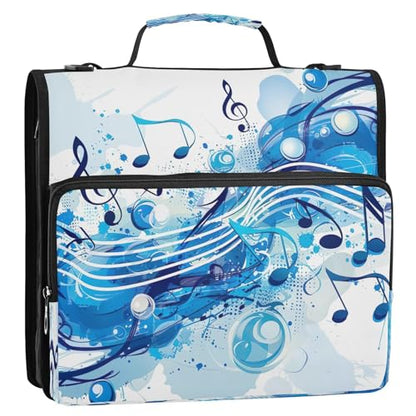 YETTASBIN Musical Note 3-Ring Zipper Binder with Shoulder Strap & Handle - 1.5" Binder Organizer Water-Resistant Expandable File Folder with Multi Pocket for School & Office Supplies