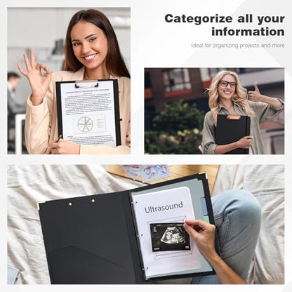 Ospelelf 3 Ring Binder, 1/2 Inch, Cute Letter Size (11" x 8.5") with 5 Tab Dividers, File Folder Labels and Low Profile Clipboards, Black for School and Office - color: Black, size: 1/2in（Letter Size）
