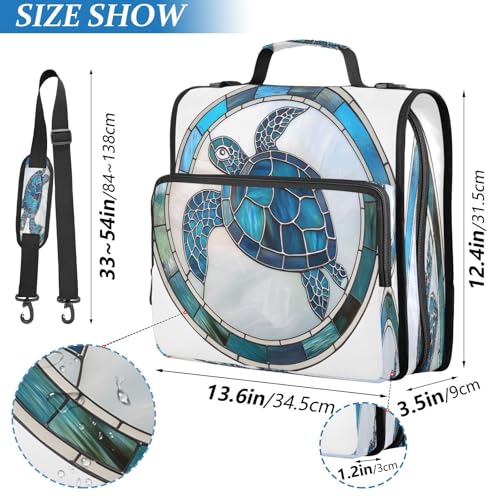 3 Ring Zipper Binder Blue Sea Turtle Binders Bag with Shoulder Strap 500 Sheets Paper Organizer Trapper Keeper Documents Storage File Folder for School Office - color: A439