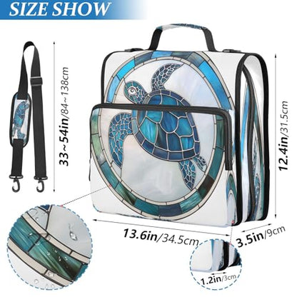 3 Ring Zipper Binder Blue Sea Turtle Binders Bag with Shoulder Strap 500 Sheets Paper Organizer Trapper Keeper Documents Storage File Folder for School Office - color: A439