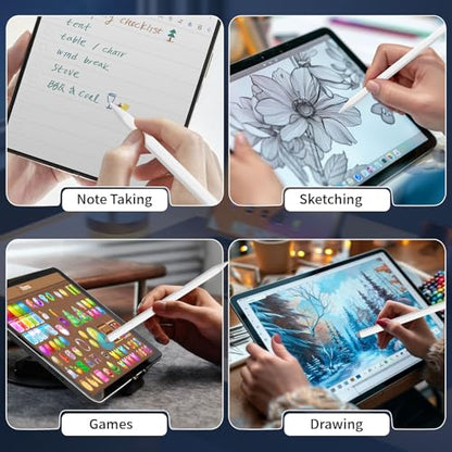 2-in-1 Stylus, Stylus Pen for iPad, Stylus Pen for Touchscreen Suitable for iPad/iPhone/Samsung/Android Smartphone and Tablets, Compatible with All Touchscreen (White) - color: White