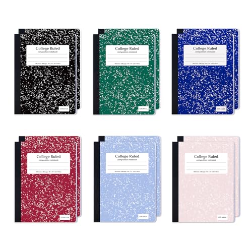 ONAVIA Composition Notebook College Ruled Bulk, 200 Pages, Marble Assorted | 100 Sheets, 9.75 x 7.5 in, Marble Composition Books Bulk, Durable Comp Book, Notebooks for School, Classroom - color: Assorted Colors