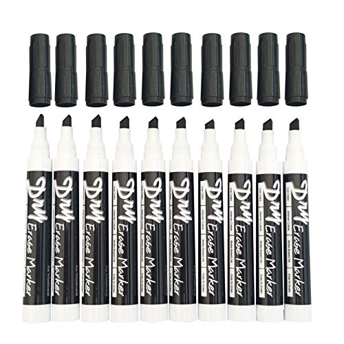 Volcanics Black Dry Erase Markers Low Odor Chisel Tip Whiteboard Markers Pack of 10 - color: Black