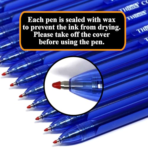 [24 Pens - Blue Ink] Think2 0.7mm CGI Retractable Gel Pens. (24 Blue) Medium Point Rollerball Pens with Smooth Quick Drying Ink. - color: Blue