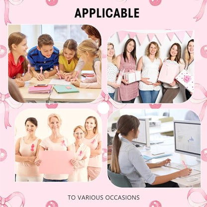 Fulmoon 50 Pcs Pink Bow Pens Coquette Ballpoint Pen Bulk Cute Writing Pens Black Ink Retractable for Birthday Baby Shower Bridal Shower Wedding Tea Party Office School Supplies (Light Pink, Bow) - color: Light Pink, size: 1 Count (Pack of 50)