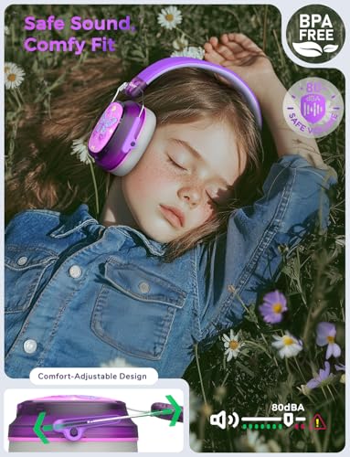 iClever Noise Cancelling Headphones for Kids Adults, Bluetooth Ear Protection with 60H Play Time, Safe Volume 80dBA, Noise Reduction Headphones for Autism Fireworks/Monster Truck, FOCUS - color: Purple