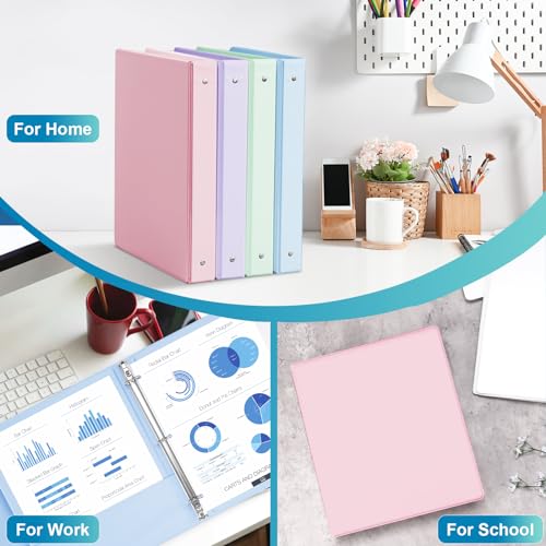 SUIN 1 Inch 3 Ring Binder, Clear 1'' View Binders with 2 Pockets, Fits 8.5 x 11 Letter Size, Durable Polypropylene, Non-Stick & PVC-Free for School, Office & Home (Pastel Blue, Green, Purple and Pink) - color: Pastel Blue, Green, Purple and Pink