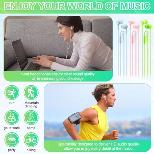 36 Pack Wired Earbuds Bulk School Earbuds with Microphone for Students, 3.5mm Classroom Headphones Compatible with Laptop PC, 6 Mix Colors Earphones for Online Testing, Libraries, Museums