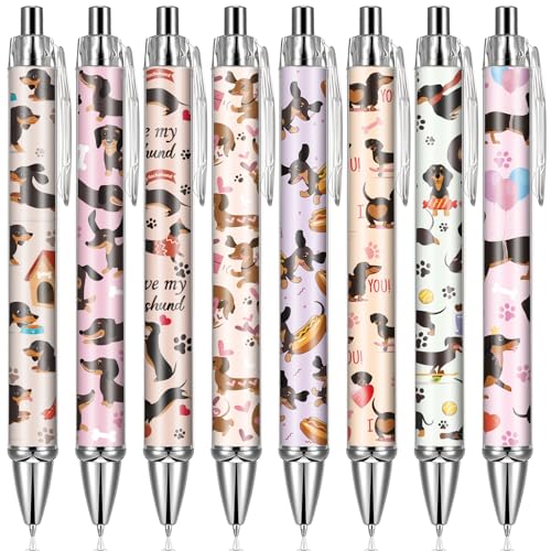 Dachshund Ballpoint Pens Gifts - 24 Pcs Retractable Black Ink Ball Point Pen 1.00 mm Cute Funny Office Supplies for Work School Fancy Gift for Women Men Teacher Students Dog Lover Christmas - style: Dachshund