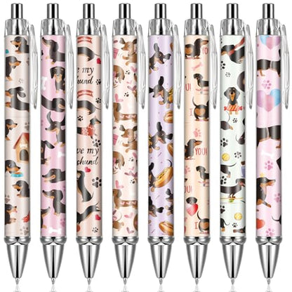 Dachshund Ballpoint Pens Gifts - 24 Pcs Retractable Black Ink Ball Point Pen 1.00 mm Cute Funny Office Supplies for Work School Fancy Gift for Women Men Teacher Students Dog Lover Christmas - style: Dachshund