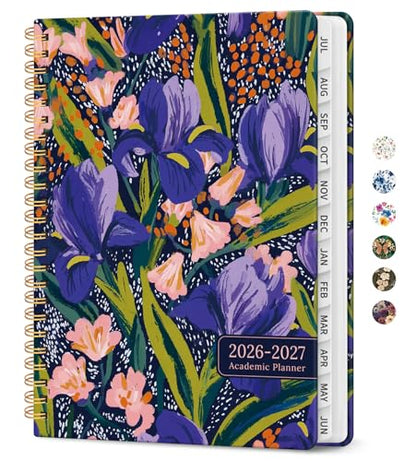 Planner 2026-2027, Academic Year Monthly and Weekly Calendar Planner, Jul 2026 - Jun 2027, Hardcover Teacher Student Planning Agenda book with Tabs, Perfect for School Office Supplies, 6.3" x 8.5" - Petal Rhythm - color: B-Petal Rhythm, size: (6.3"x8.5")a