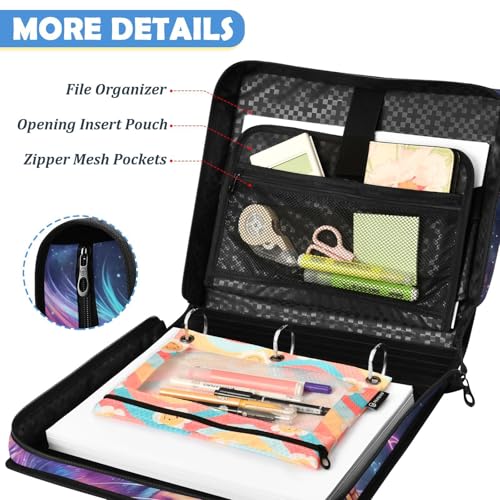 Lion 2-inch 3 Ring Zipper Binder with Shoulder Strap Holds 14 Inch Laptop for Students and Office - color: Lion