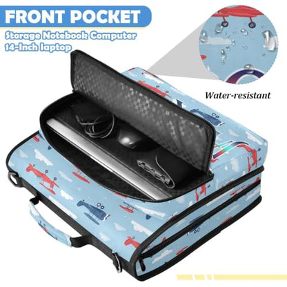Custom Binder Bag Personalized Cute Airplanes Cartoon 3 Ring Zipper Binder Bag with Laptop Pockets and Shoulder Strap Tote Binders Organizer Case for School Office - color: Cuatom Airplanes
