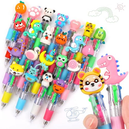 24 Pack 4-in-1 Multicolor Pens for Classroom Prizes, Bulk Fun Pens for Kids | 0.5mm Fine Point Ballpoint Pens, Teacher Must-Haves, Party Favors & Treasure Box Rewards, Bulk Student Gifts, Back to School