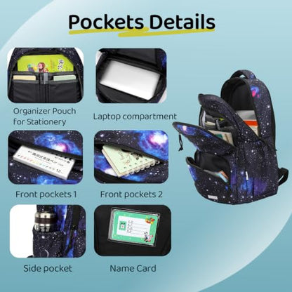 VIDOSCLA Galaxy Kids Rolling Backpack for Boys Primary Students Wheeled Bookbags for School - color: A#01-deep Blue-galaxcy Single Roling Backpack