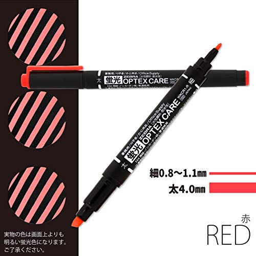 Zebra Highlighter, Optex Care, Red, 10 Count B-WKCR1-R - color: Red 10pcs