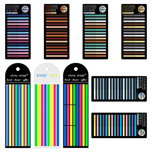 HAUTOCO 2440pcs Transparent Highlighter Tape, Removable Long Highlighter Strips for Annotating Books, Morandi Neon Clear Sticky Tabs Page Markers Index Flags Aesthetic Office School Supplies - color: 2440pcs (9 Packs) Highlighter Tape
