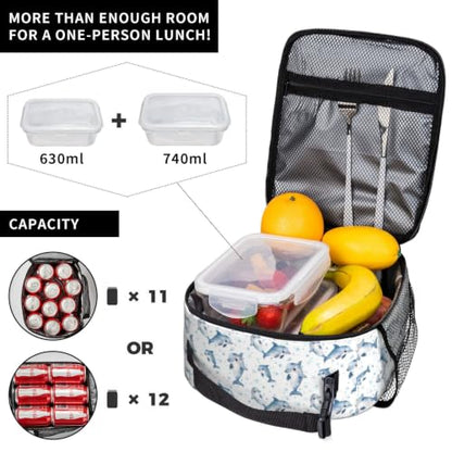 Cute Dolphin Lunch Bag 10In | Insulated Lunch Box Reusable Tote Bag For Picnic Office For Women Men - color: Style 2