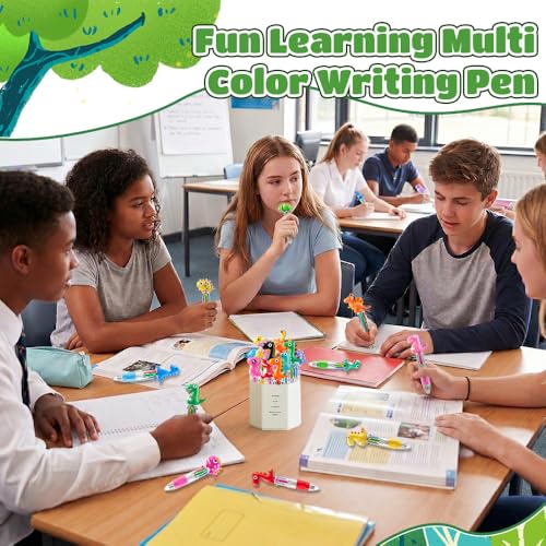 Vellibring 36pcs Mini Multicolor Dinosaur Pens in One 4-in-1, Bulk Cute Cartoon Dinosaur Retractable Writing Pens for Party Favors Birthdays Holiday Gifts Classroom Student Prizes - style: Cute Dinosaur-36pcs