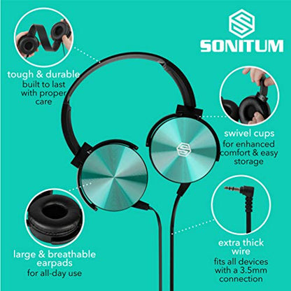 Classroom Headphones-Bulk 10-Pack, Student On Ear Color Varieties- Comfy Swivel Earphones for Library, School, Airplane, Kids-for Online Learning and Travel, HQ Stereo Sound 3.5mm Jack (Black) - color: Black
