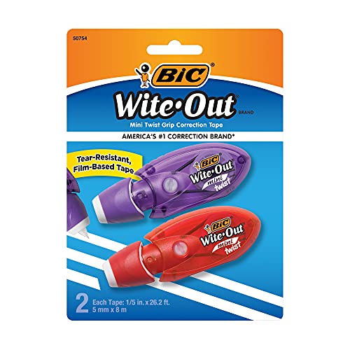 BIC Wite-Out Brand EZ Correct Correction Tape, White, 2-Count - size: 2 Count (Pack of 1)