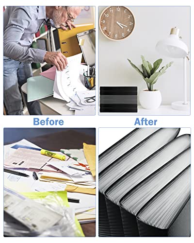Cesil Black 7-Pocket Expanding File Folder, 33x24x3.5cm, A4, Letter, Polypropylene, Paper, 1x - color: Black