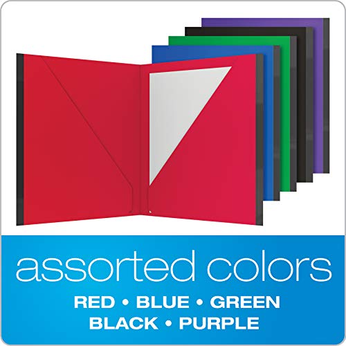 Oxford Two Pocket Folders, Plastic Folders with Reinforced Edges, Letter Size, Red, Blue, Green, Black, Purple, 5 Per Pack (89114) - size: 5 Count (Pack of 1), style: No Prongs