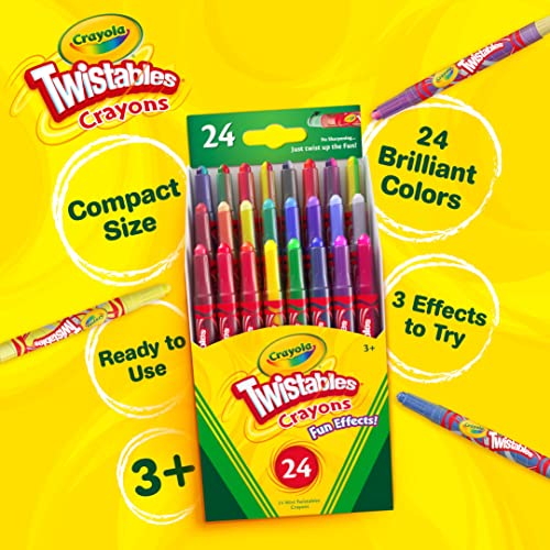 Crayola Twistables Crayons for Kids (24ct) Cute School Supplies for Toddlers, Preschool, Kindergarten, Elementary, Gifts for Boys & Girls, Ages 3, 4, 5 - size: 24 Count (Pack of 1), style: Fun Effects